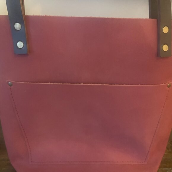 Portland Leather Tote Bag Dark Pink   Small size - Picture 2 of 7